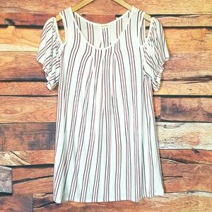 Max Studio Cold Shoulder Striped Top